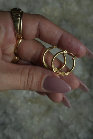 14k Flower Bouquet Hoops