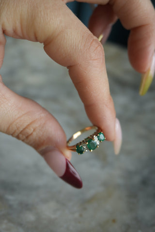 14K EMERALD TRIO RING