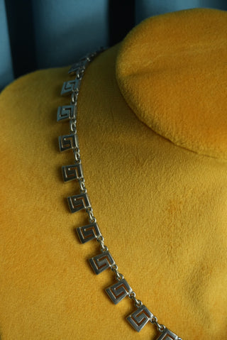 STERLING SILVER GREEK KEY CHOKER NECKLACE