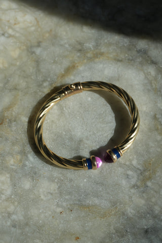 14K PINK SAPPHIRE BANGLE BRACELET