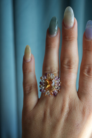 14K CITRINE BURST RING