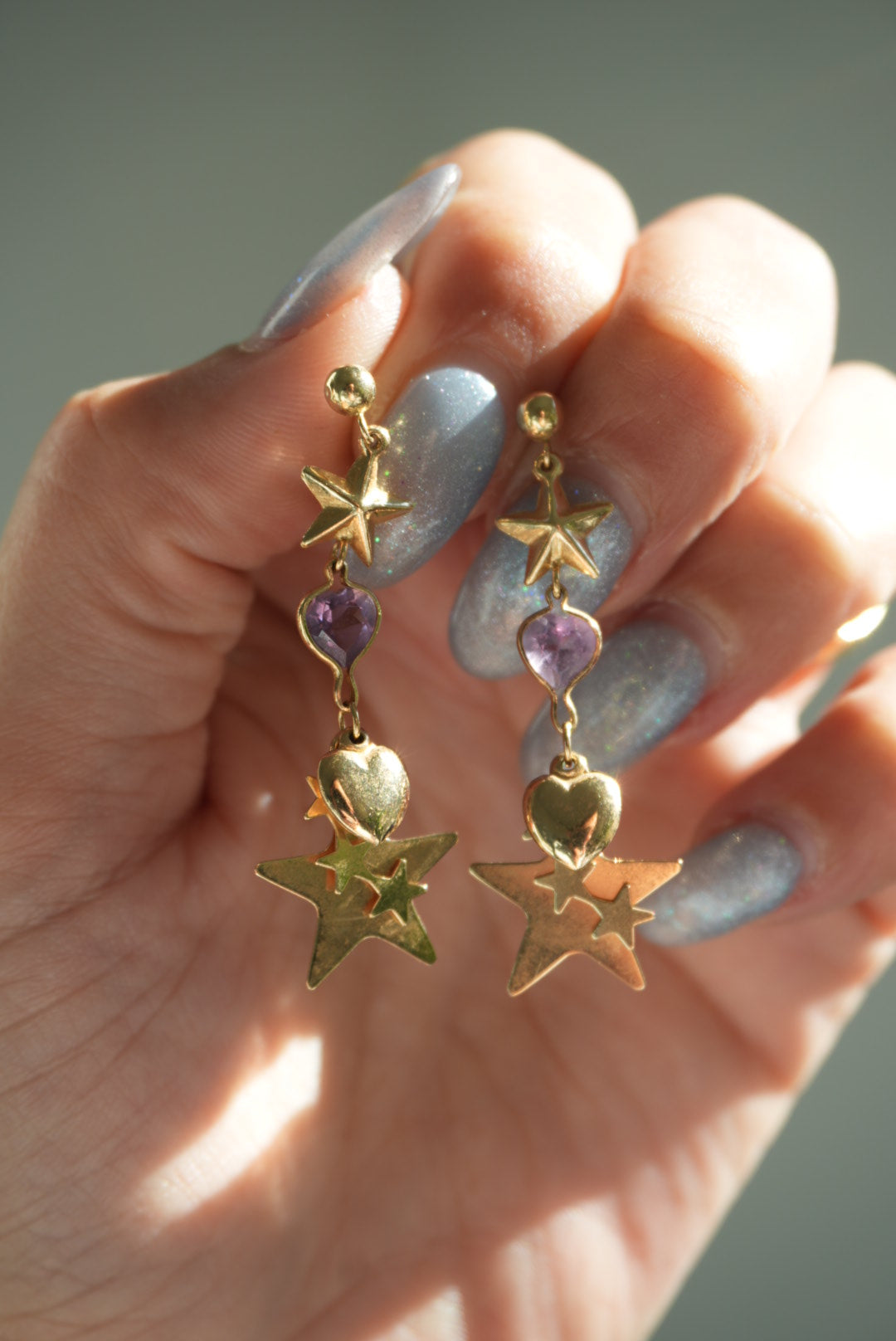 14K STAR DROP EARRING