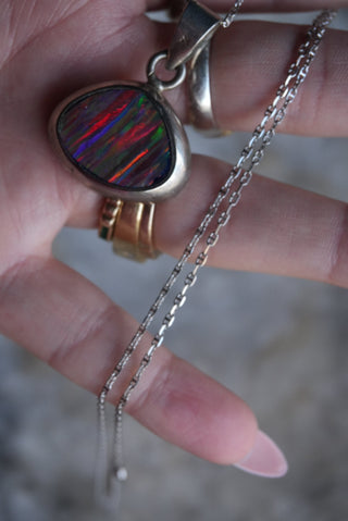 She’s A Rainbow - Sterling Set Opal Necklace