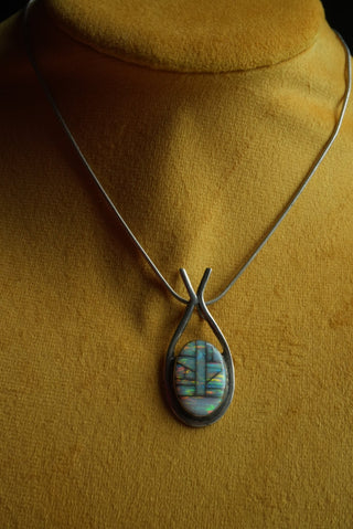 Native Inspo - Sterling Silver Opal Inlay Pendant  necklace