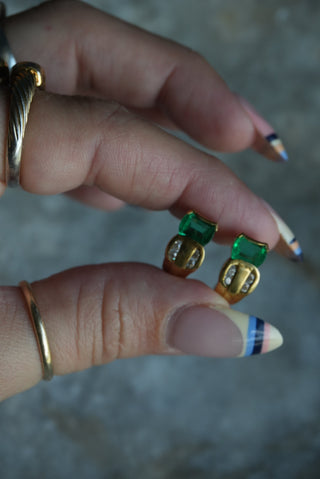14k GREEN HUGGIE HOOPS