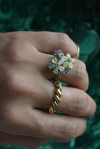 Garden Girl - Sterling Opal Flower Ring Size 7