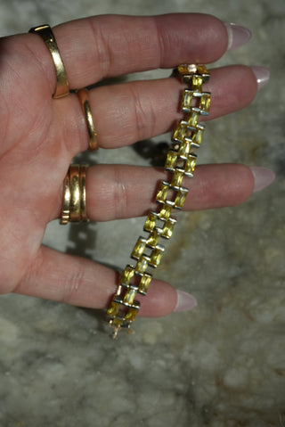 Leopard Links - Vermeil Yellow Glass Tennis Bracelet