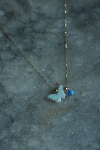 14K OPAL BUTTERFLY NECKLACE