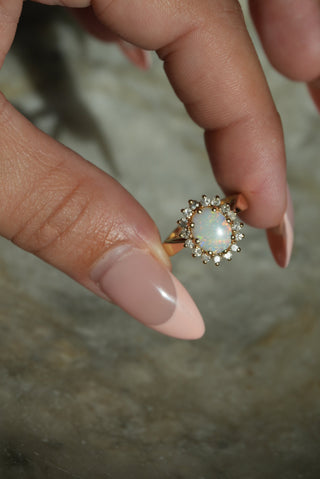 14K OPAL & DIAMOND RING