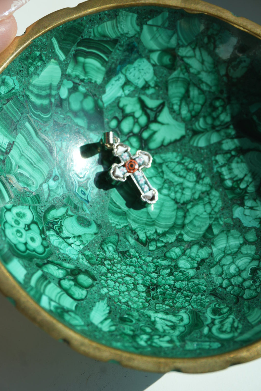 MINI STERLING MOSAIC CROSS
