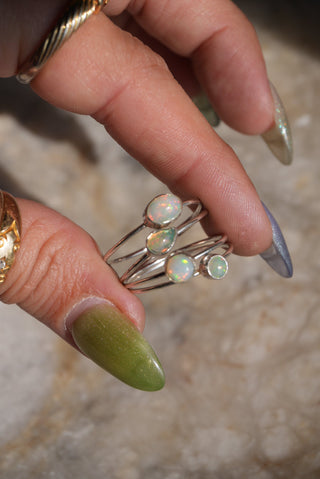 OPAL STACKABLE RINGS (4) STERLING SILVER SZ 11