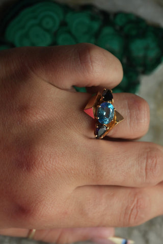 14K TOPAZ & SAPPHIRE RING