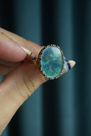 14K BLUE OPAL RING