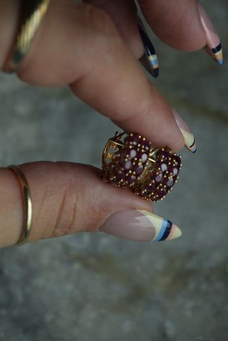 14K RUBY HOOPS