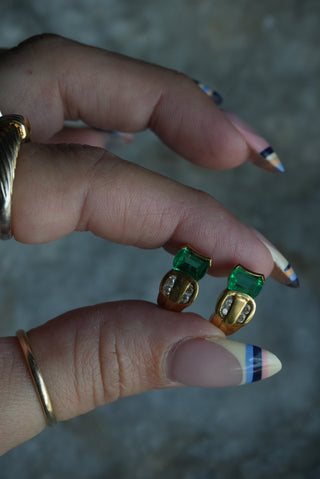 14k GREEN HUGGIE HOOPS