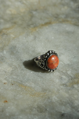 ORANGE JASPER RING SZ 6