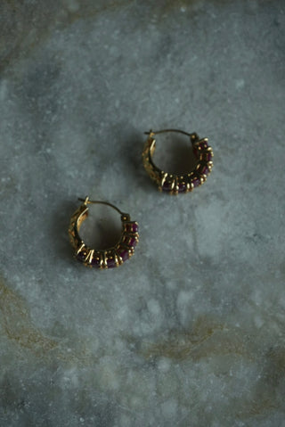 14K RUBY HOOPS