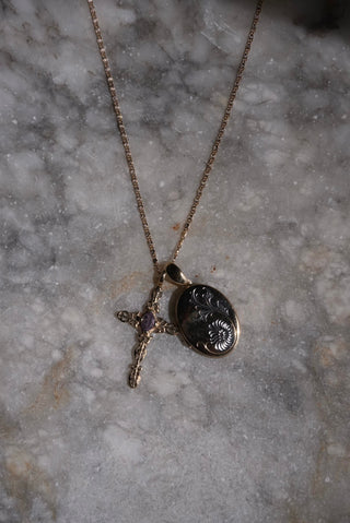 My Guardian Angels - Gold Fill Locket and Cross Necklace