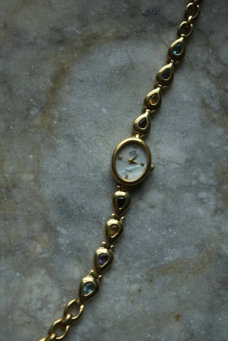 She’s Timeless - Goldtone Vintage Gemstone Watch