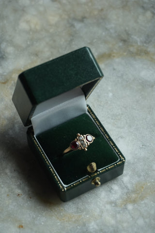14k Antique Ruby & Seed Pearl Ring