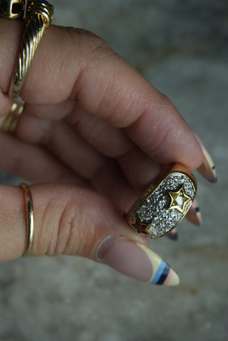 STAR STRUCK - VERMEIL BEZEL STAR RING SZ 7