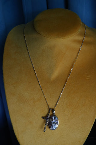 My Guardian Angels - Gold Fill Locket and Cross Necklace