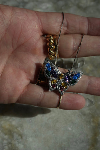 Flutter By - Sterling Gemstone Butterfly Necklace