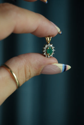 14K EMERALD & DIAMOND PENDANT