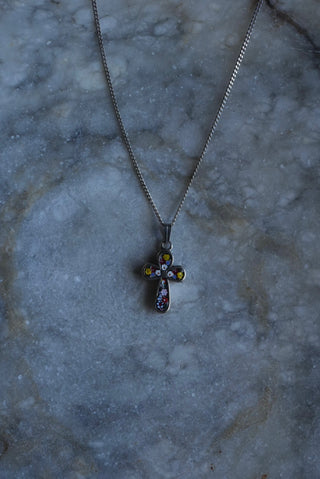 Wild Flowers - Italian Mosaic Cross Necklace
