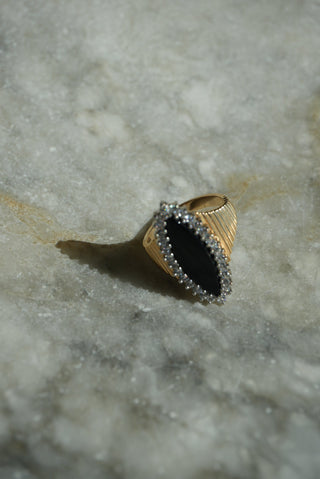 14K ONYX & DIAMOND RING