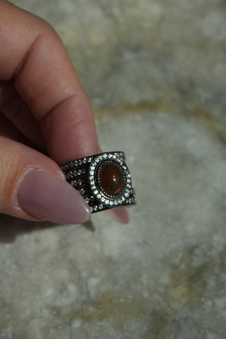 Cherry Red - Sterling Wide Pave Ring Size 6