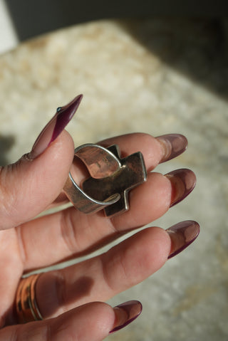 STERLING CROSS RING SZ 8-10
