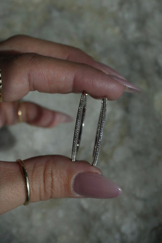 Thin Ice - Sterling Pave Hoops