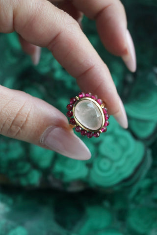 Pomegranate - Vermeil Quartz and Glass Ring Size
