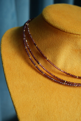 14K GARNET & TOURMALINE BEADED NECKLACES
