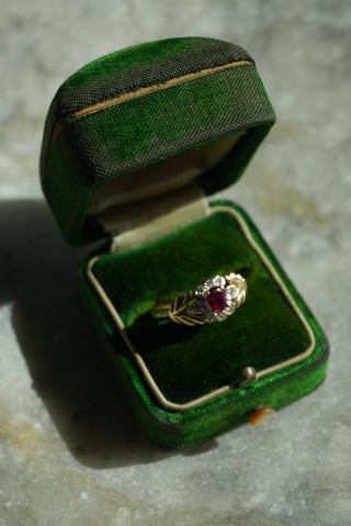 14k Ruby & Diamond Flower Ring