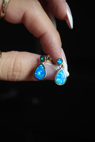 Tear Drops - Sterling Opal Inlay Earrings