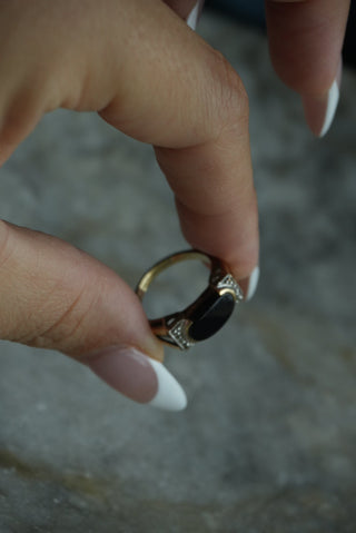 10K ONYX RING