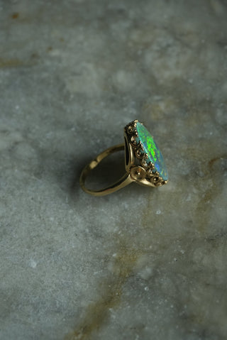 14K BLUE OPAL RING