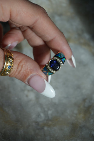 IOLITE & OPAL INLAY 14K RING