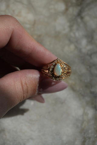 10k Opal & Diamond Ring