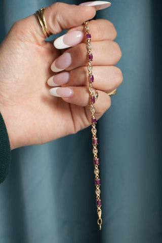 10K RUBY & DIAMOND TENNIS BRACELET