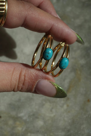 14k Turquoise Hoops