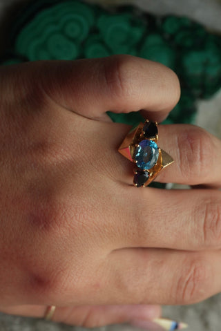 14K TOPAZ & SAPPHIRE RING