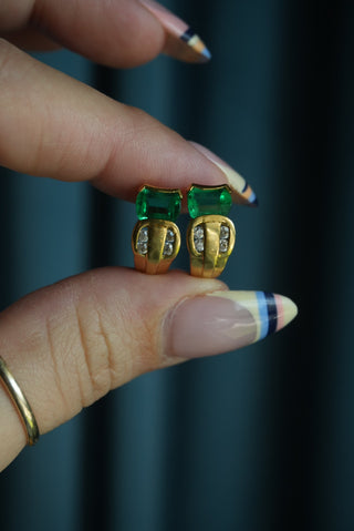14k GREEN HUGGIE HOOPS