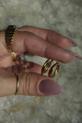 Double Time - Vermeil Interlocked Hoop Earring