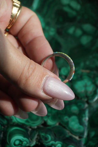 Nat Geo - Sterling Gemstone Inlay Band Size 8