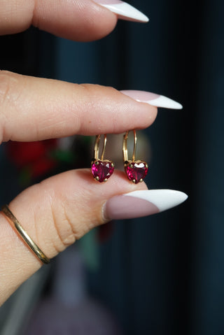 10K Ruby Heart Earrings
