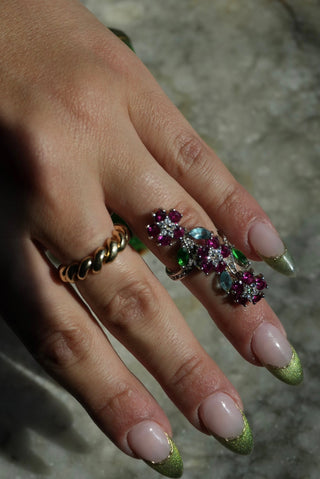 Climbing Vine - Sterling Floral Gemstone Ring Size 5