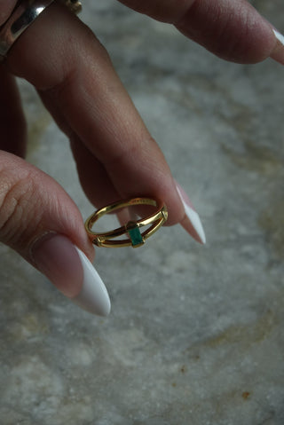 Emerald Eyes - Vermeil Band with Emerald Size 7